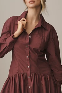 By Anthropologie Drop-Waist Midi Shirt Dress