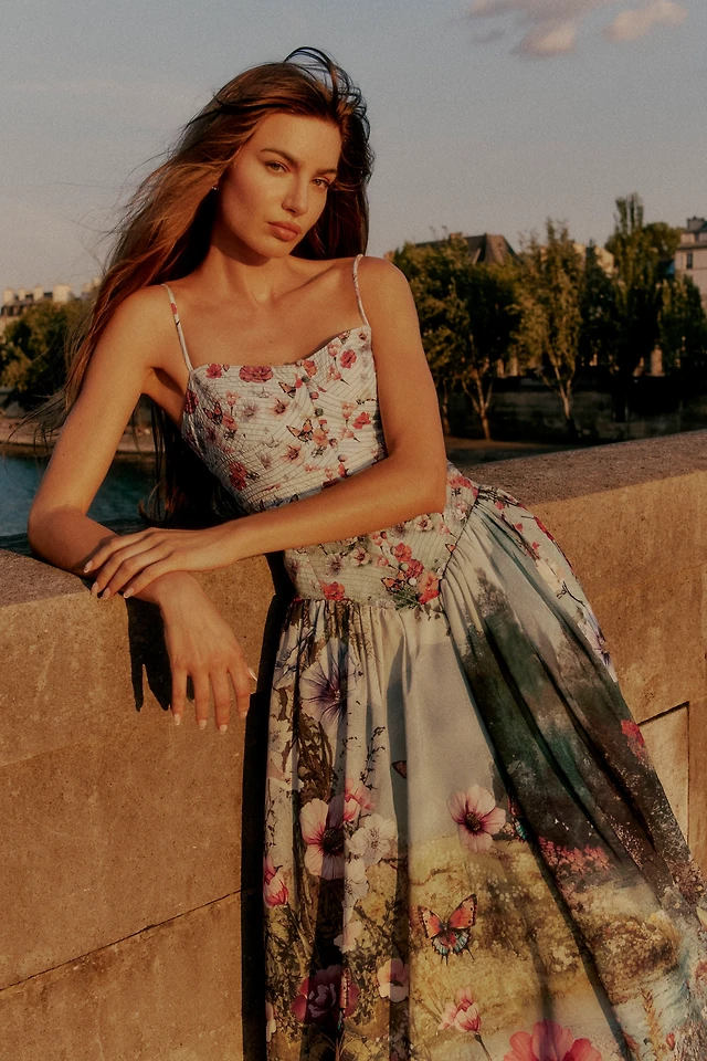 By Anthropologie The Muse Basque-Waist Midi Dress | Hawthorn Mall