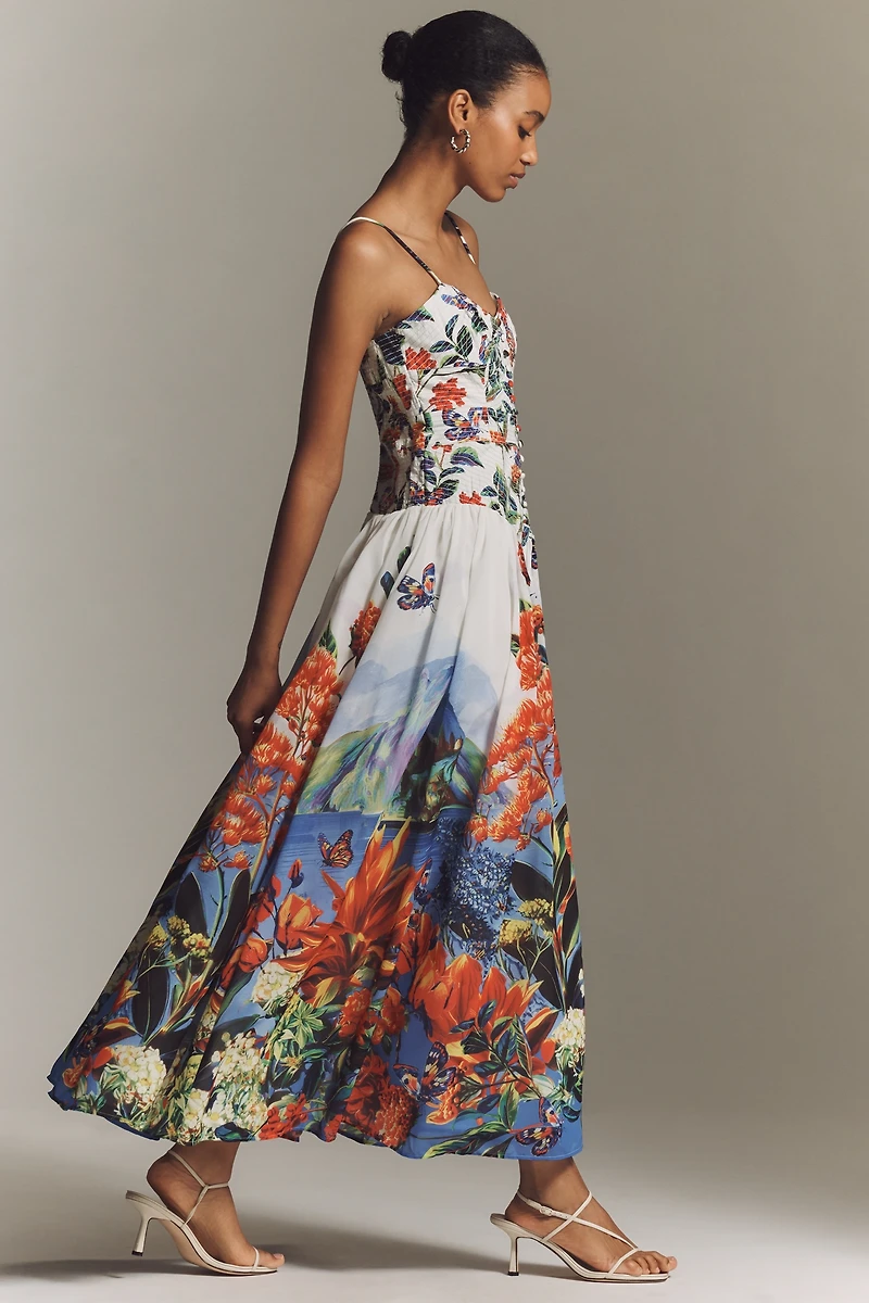 The Muse Basque-Waist Midi Dress