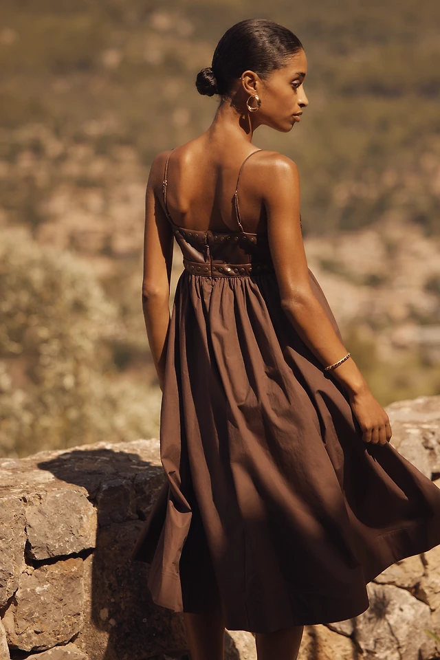 Maeve Twofer Faux Leather Babydoll Dress | The Summit
