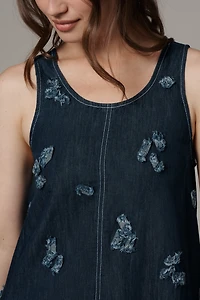 The Keiko Embroidered Denim Mini Dress by Maeve