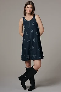 The Keiko Embroidered Denim Mini Dress by Maeve