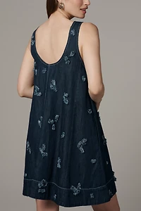 The Keiko Embroidered Denim Mini Dress by Maeve