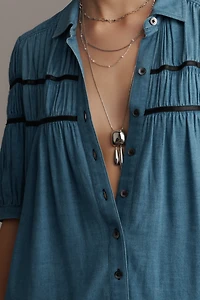 The Leandra Shirred Yoke Mini Dress by Maeve