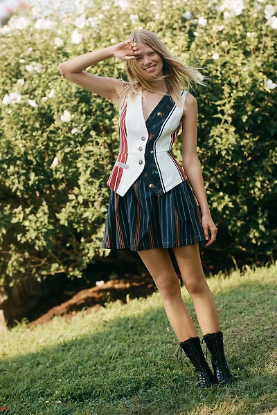 Maeve Mixed-Print Vest