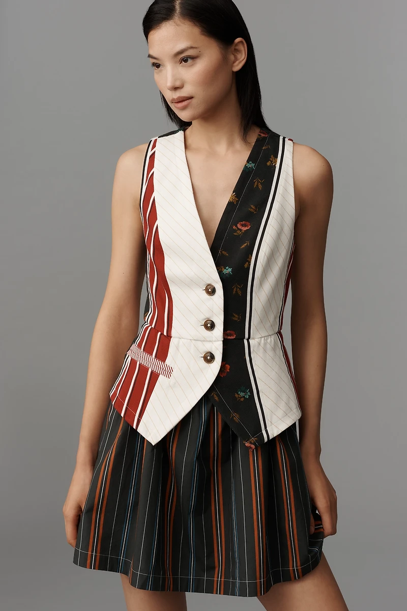 Maeve Mixed-Print Vest