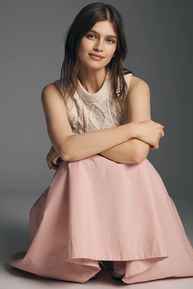 By Anthropologie Twofer Sleeveless Poplin Midi Dress