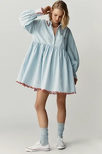 Maeve Love Letter Embroidered Swing Shirt Dress