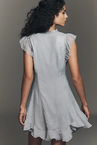 By Anthropologie Seamed Flutter Sleeve Dress