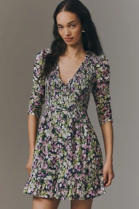 By Anthropologie Peregrine Long-Sleeve V-Neck Mini Dress