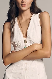 By Anthropologie Eyelet V-Neck Sleeveless Midi Dress