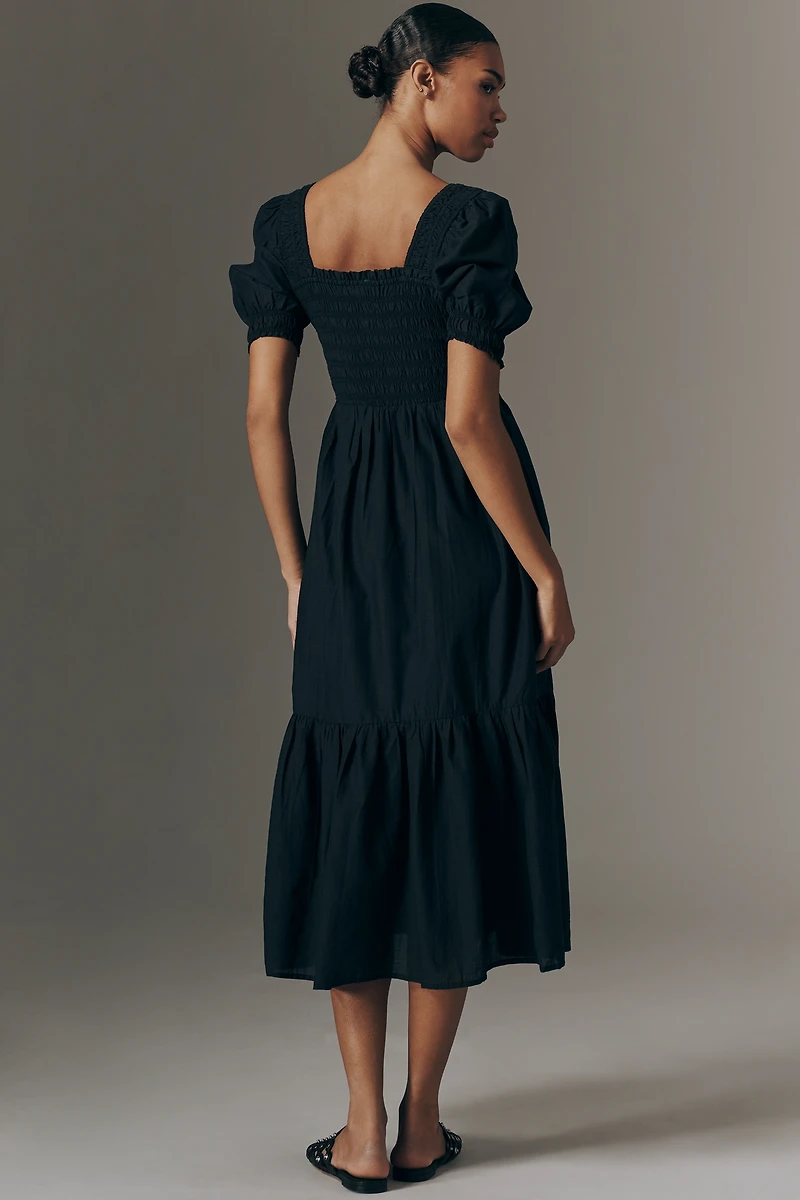 The Peregrine Cotton Puff-Sleeve Midi Dress