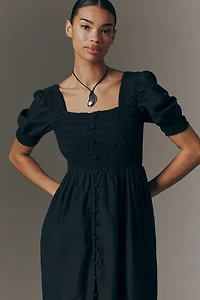 The Peregrine Cotton Puff-Sleeve Midi Dress