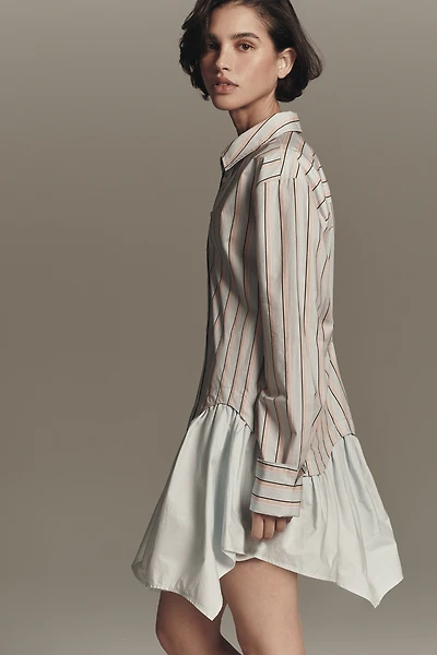 Maeve Ruffle-Hem Mini Shirt Dress