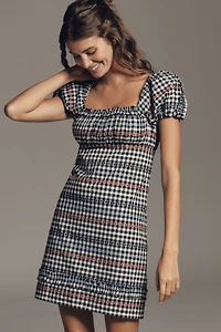 Maeve Textured Puff-Sleeve Mini Dress