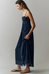 Reese Sleeveless Buttondown Denim Midi Dress by Pilcro