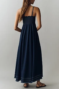 Reese Sleeveless Buttondown Denim Midi Dress by Pilcro