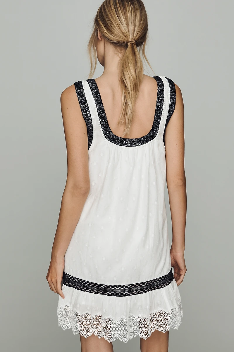 By Anthropologie Cotton Lace Swing Mini Dress