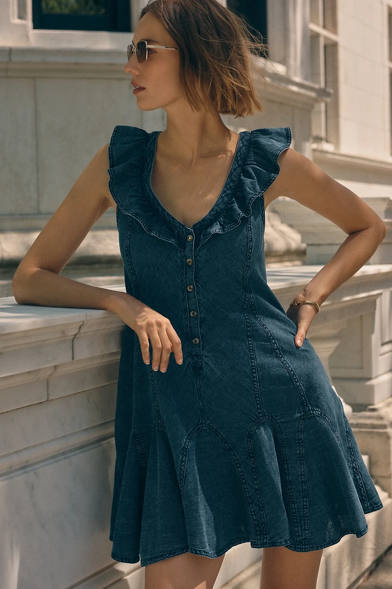Pilcro Ruffle Denim Dress
