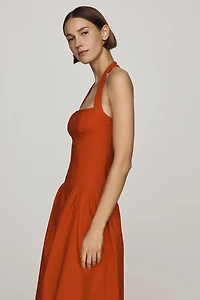 Maeve Poplin Halter Midi Dress