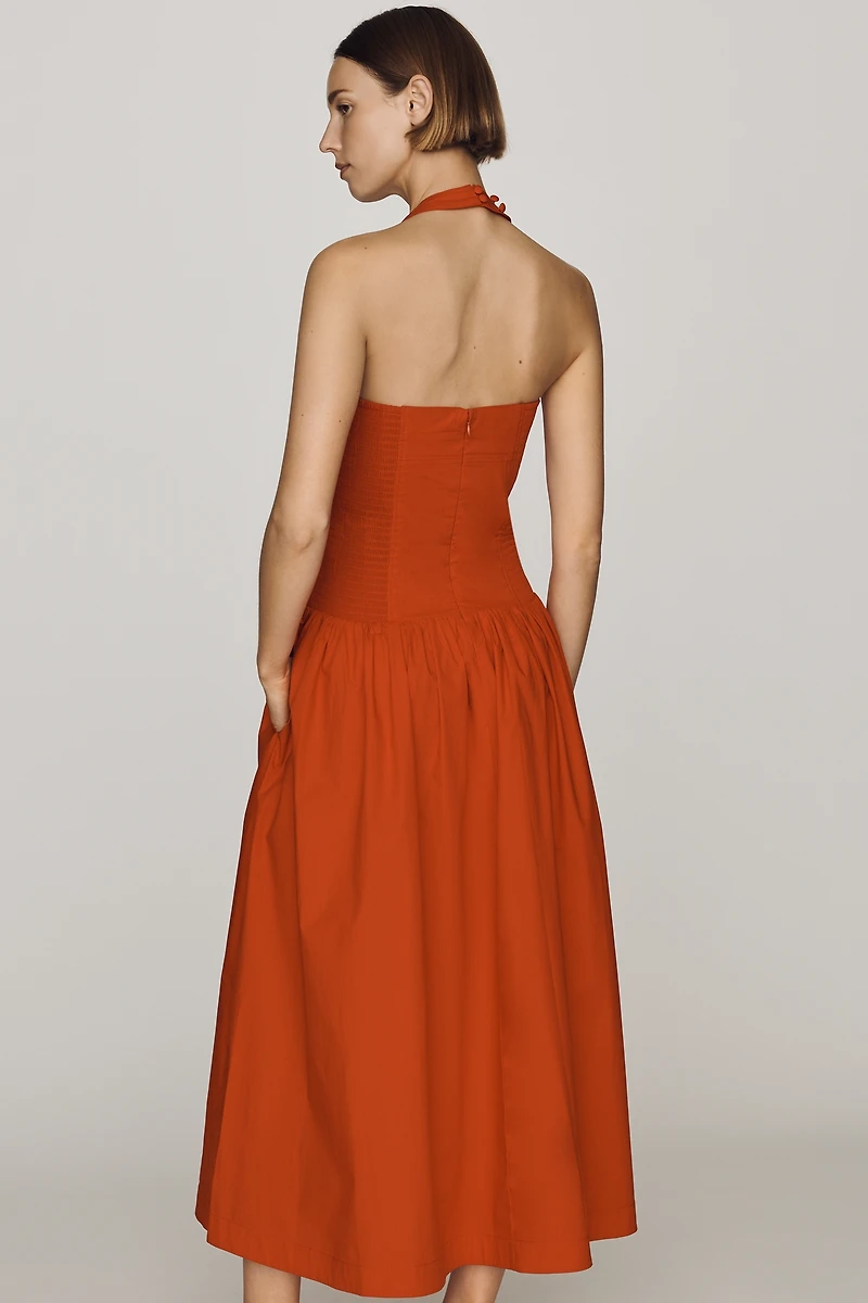 Maeve Poplin Halter Midi Dress
