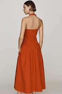 Maeve Poplin Halter Midi Dress