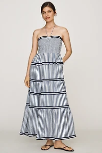 By Anthropologie Linen Cotton Halter Midi Dress