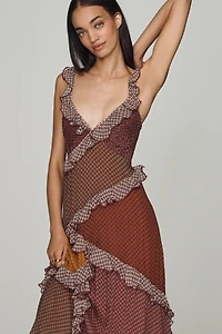 By Anthropologie Patchwork Ruffle Midi Dress