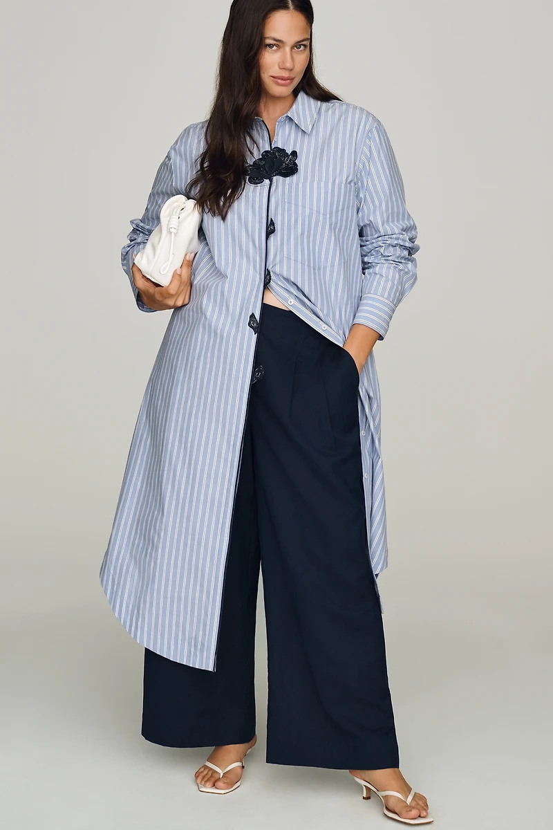 Maeve Soren Long-Sleeve Midi Shirtdress