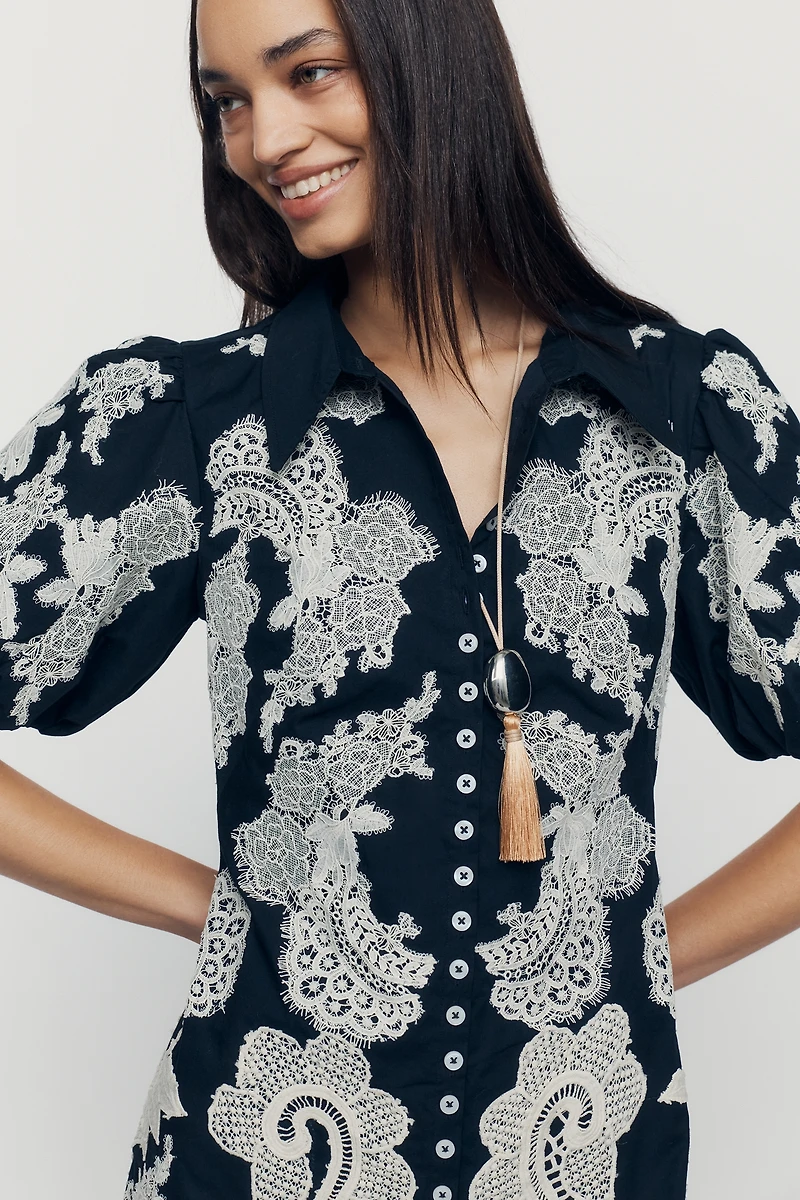 By Anthropologie Appliqué Midi Dress