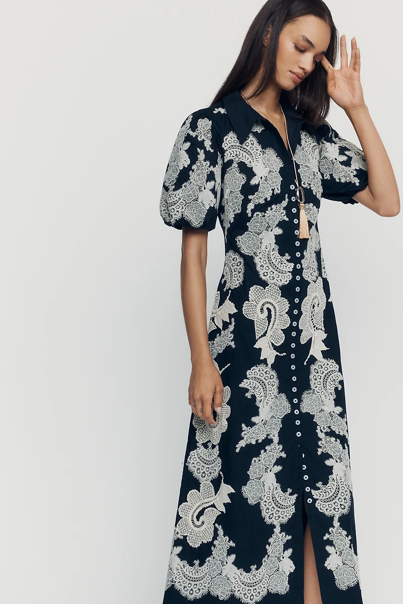 By Anthropologie Appliqué Midi Dress