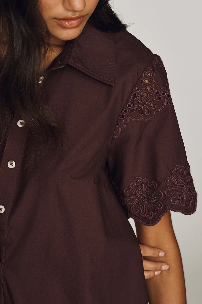By Anthropologie Pollie 100% Cotton Swing Mini Dress