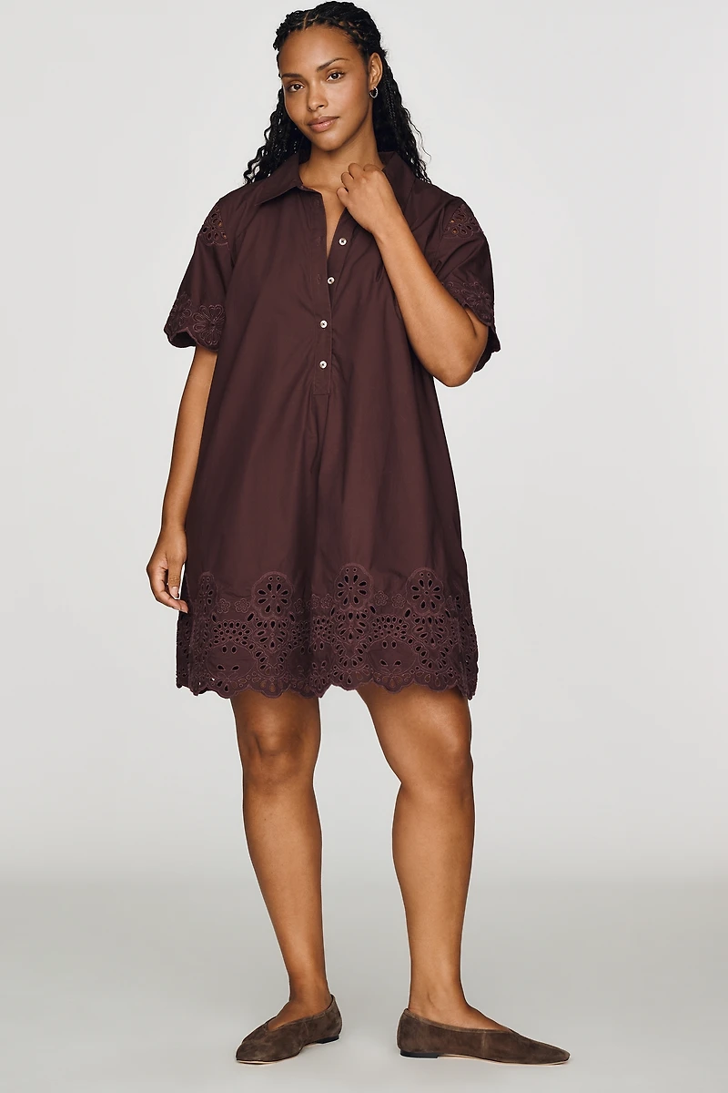 By Anthropologie Pollie 100% Cotton Swing Mini Dress