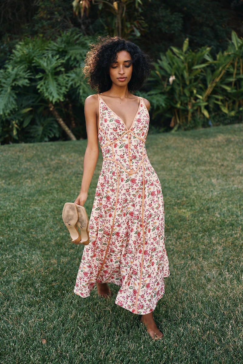 By Anthropologie Waisted Tipped Midi Dress