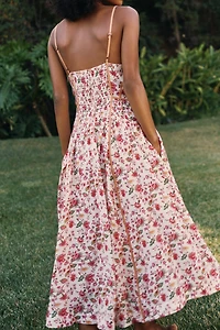 By Anthropologie Waisted Tipped Midi Dress