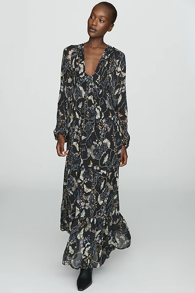 By Anthropologie Sheer Chiffon Maxi Dress