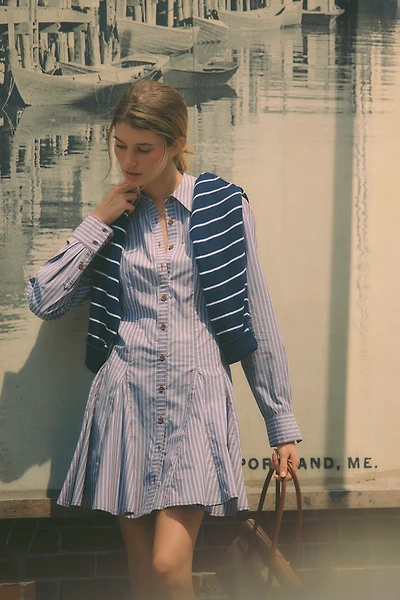 Maeve Godet Mini Shirtdress