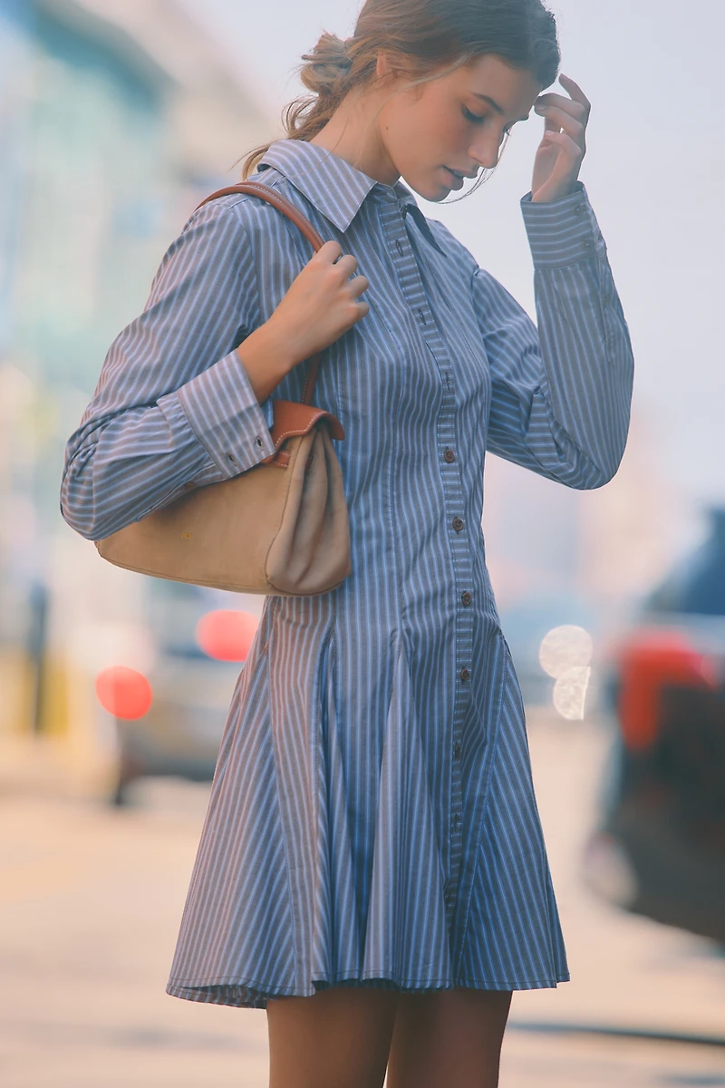 Maeve Godet Mini Shirtdress