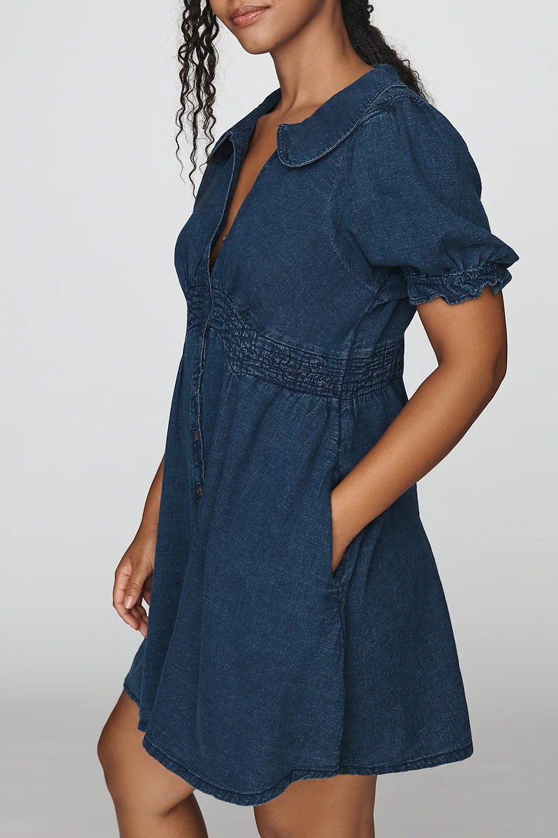 Pilcro Keira 100% Cotton Denim Mini Dress