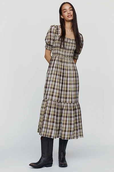 By Anthropologie Peregrine Puff-Sleeve Midi Dress