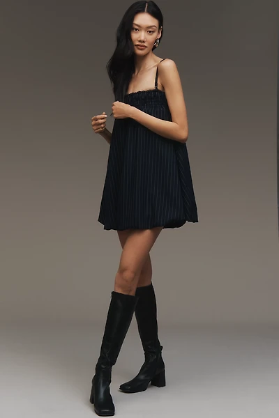 RMN Studio Pinstripe Babydoll Mini Dress