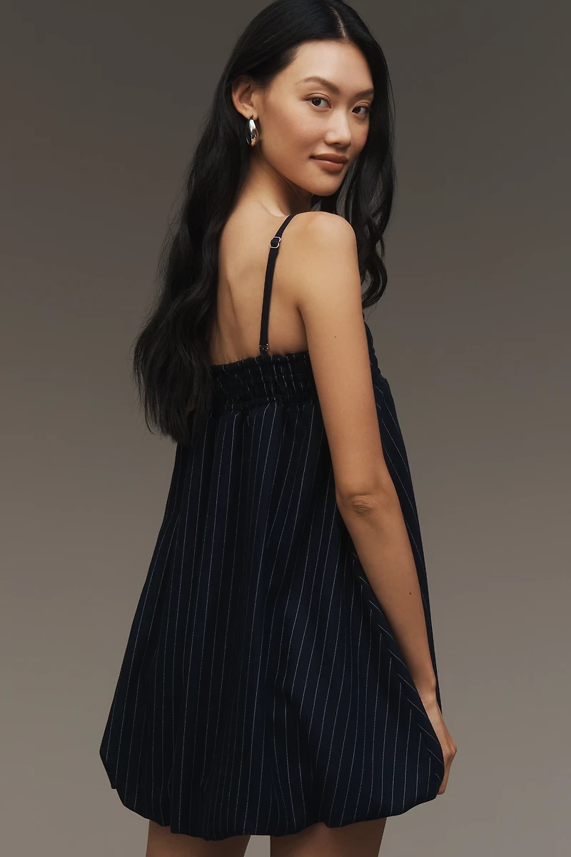 RMN Studio Pinstripe Babydoll Mini Dress