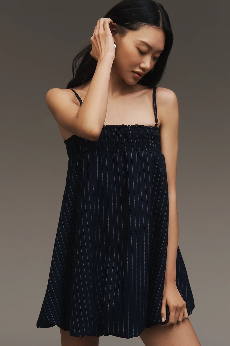 RMN Studio Pinstripe Babydoll Mini Dress
