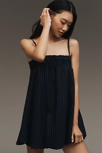 RMN Studio Pinstripe Babydoll Mini Dress
