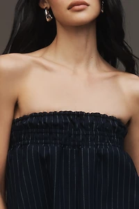 RMN Studio Pinstripe Babydoll Mini Dress