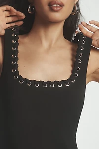 RMN Studio Sleeveless Grommet Whipstitch Mini Dress