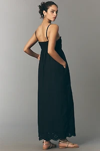 RMN Leilani Cotton Square-Neck Midi Dress