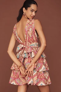 Love The Label Quinn Sleeveless V-Neck Tiered Ruffle Mini Dress