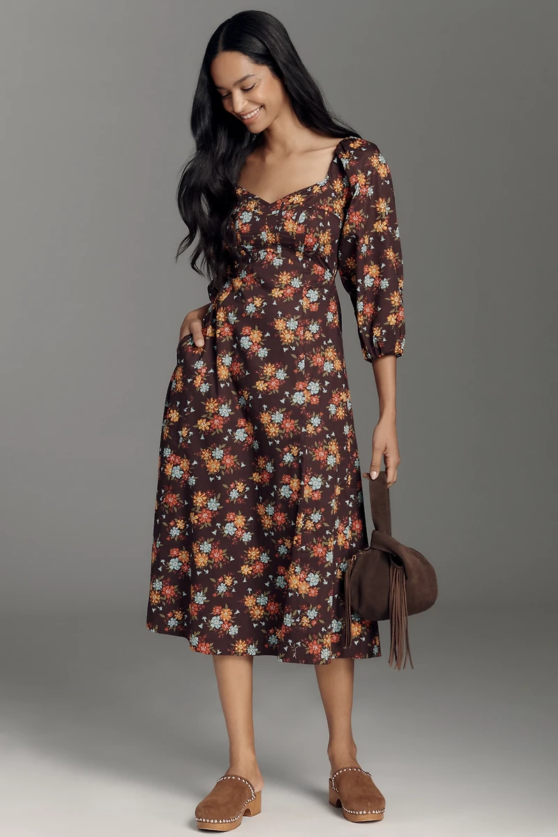 Love The Label Carlotta Puff-Sleeve Midi Dress