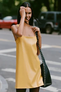 Siempre x Anthropologie Faux-Leather Mini Dress